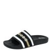 Marc Jacobs Monochrome Rubber Logo Web Flat Slides Size 36 For Women