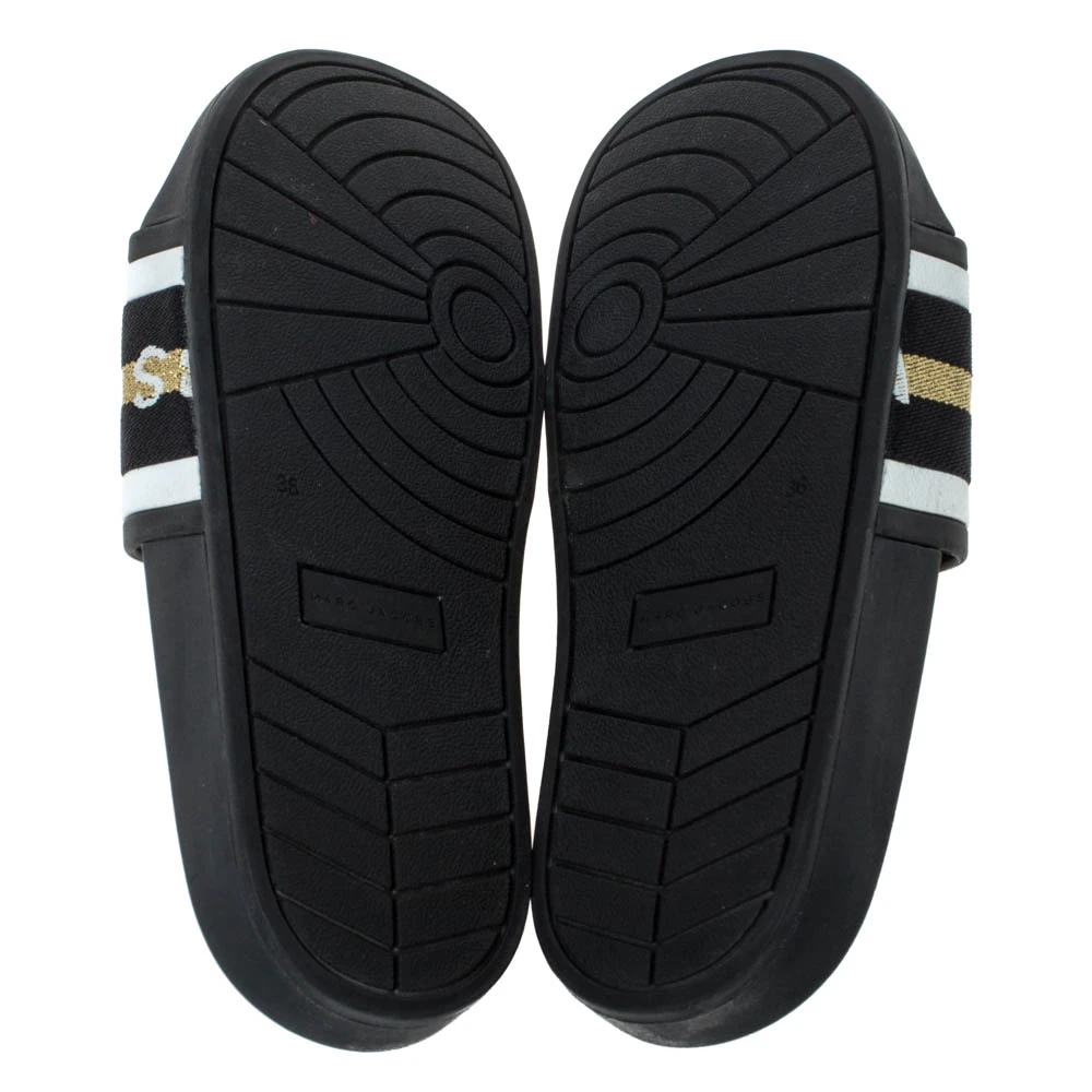 Marc Jacobs Monochrome Rubber Logo Web Flat Slides Size 36 For Women 6 Marc Jacobs Monochrome Rubber Logo Web Flat Slides Size 36 For Women - Image 6