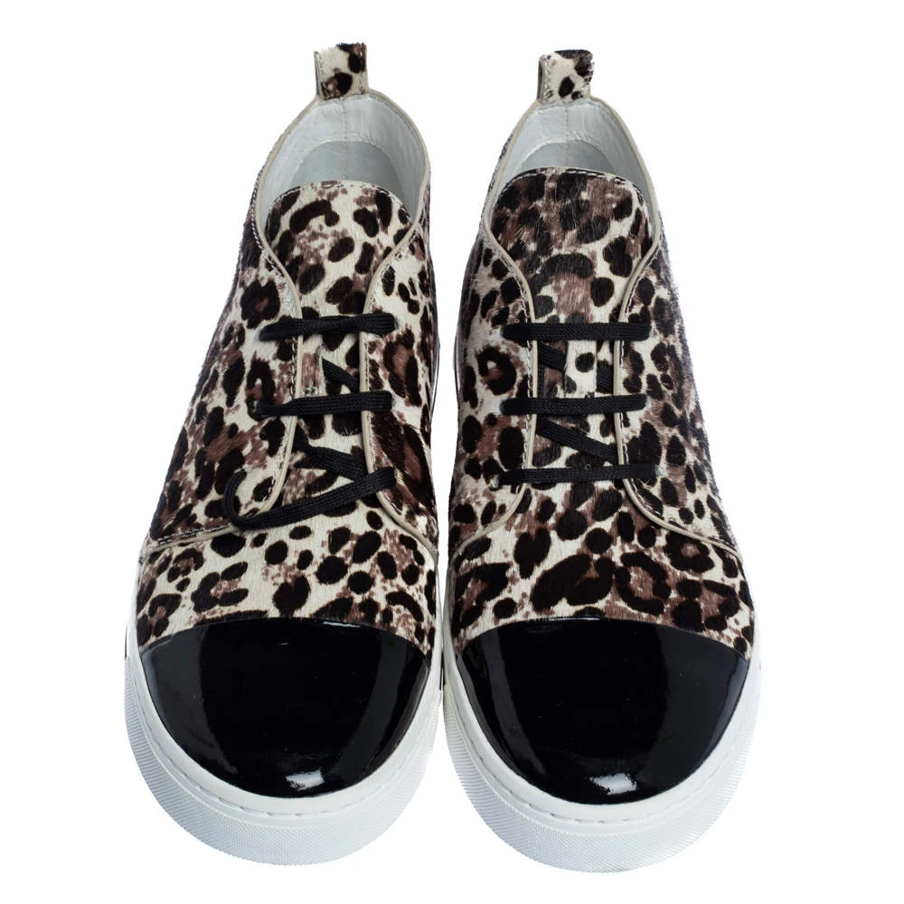 Marc Jacobs Black/Brown Animal Print Pony Hair And Patent High Top Sneakers Size 38 For Women 3 Marc Jacobs Black/Brown Animal Print Pony Hair And Patent High Top Sneakers Size 38 For Women - Image 3