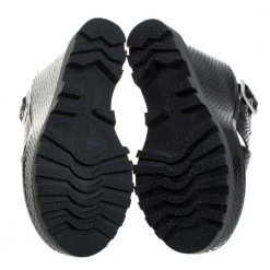 Marc By Marc Jacobs Black Python Embossed Leather Irving Platform Wedge Sandals Size 35.5 For Women -Cheap Marc Jacobs Store luxury women marc jacobs new shoes p367989 001