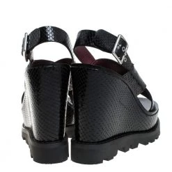Marc By Marc Jacobs Black Python Embossed Leather Irving Platform Wedge Sandals Size 35.5 For Women -Cheap Marc Jacobs Store luxury women marc jacobs new shoes p367989 002