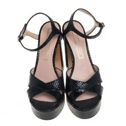 Marc Jacobs Black Python Embossed Leather Criss Crss Platform Ankle Strap Size 38 For Women 10 Marc Jacobs Black Python Embossed Leather Criss Crss Platform Ankle Strap Size 38 For Women -Cheap Marc Jacobs Store luxury women marc jacobs new shoes p390244 003