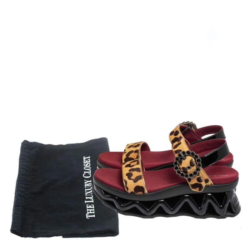 Marc By Marc Jacobs Beige Leopard Print Calf Hair And Patent Leather Ninja Wave Platform Sandals Size 37 For Women 8 Marc By Marc Jacobs Beige Leopard Print Calf Hair And Patent Leather Ninja Wave Platform Sandals Size 37 For Women - Image 8