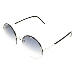 Marc Jacobs Silver/Blue Gradient 54/S Studded Round Sunglasses For Women -Cheap Marc Jacobs Store luxury women marc jacobs used accessories p183185 002