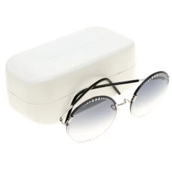 Marc Jacobs Silver/Blue Gradient 54/S Studded Round Sunglasses For Women -Cheap Marc Jacobs Store luxury women marc jacobs used accessories p183185 008