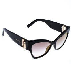 Marc Jacobs Black/Pale Gold Mirrored 109/S Cat Eye Sunglasses For Women