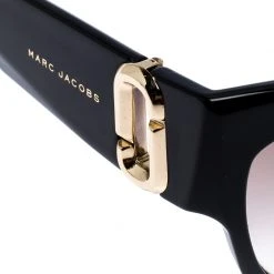 Marc Jacobs Black/Pale Gold Mirrored 109/S Cat Eye Sunglasses For Women -Cheap Marc Jacobs Store luxury women marc jacobs used accessories p262599 005
