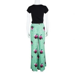 Marc Jacobs Green Floral Printed Crepe High Waist Wide Leg Pants M For Women -Cheap Marc Jacobs Store luxury women marc jacobs used clothes p105888 0003