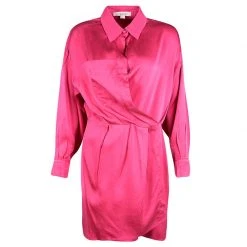 Marc Jacobs Pink Silk Collared Wrap Dress L For Women