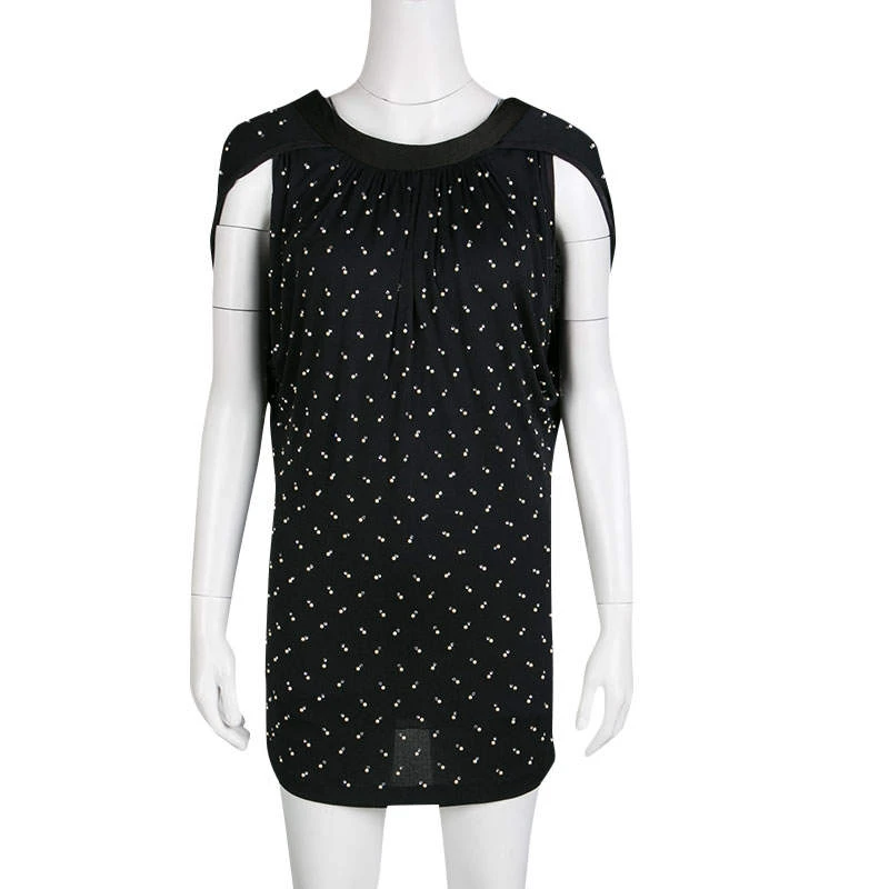 Marc Jacobs Black Embellished Knit Tie Detail Tunic XS For Women 2 Marc Jacobs Black Embellished Knit Tie Detail Tunic XS For Women - Image 2