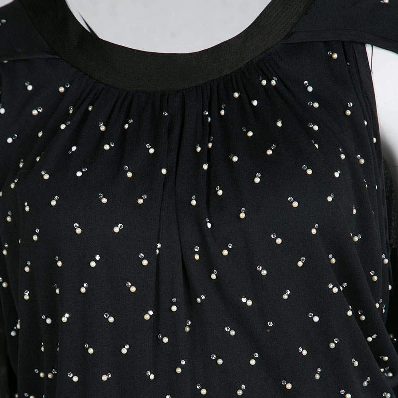 Marc Jacobs Black Embellished Knit Tie Detail Tunic XS For Women 4 Marc Jacobs Black Embellished Knit Tie Detail Tunic XS For Women - Image 4