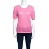 Marc Jacobs Pink Rib Trim Perforated Cotton Knit Top M For Women