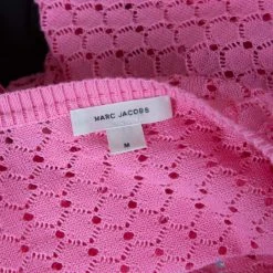 Marc Jacobs Pink Rib Trim Perforated Cotton Knit Top M For Women -Cheap Marc Jacobs Store luxury women marc jacobs used clothes p141226 0005