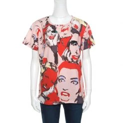 Marc Jacobs Multicolor Embellished Eye Detail Pop Art Face Printed Cotton T- Shirt XS/S For Women