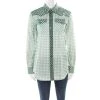 Marc Jacobs Green And White Checked Organza Long Sleeve Shirt S For Women