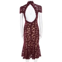 Marc Jacobs Burgundy Rose Guipure Lace Cap Sleeve Midi Dress S For Women -Cheap Marc Jacobs Store luxury women marc jacobs used clothes p186078 001