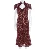 Marc Jacobs Burgundy Rose Guipure Lace Cap Sleeve Midi Dress S For Women