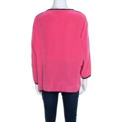 Marc Jacobs Pink Silk Contrast Heart Applique Dolman Sleeve Blouse L For Women -Cheap Marc Jacobs Store luxury women marc jacobs used clothes p197378 006