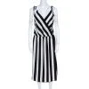 Marc Jacobs Monochrome Striped Crepe Faux Wrap Midi Dress M For Women