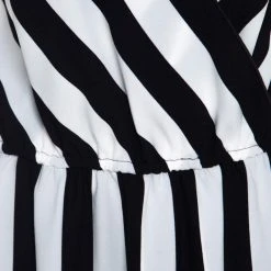 Marc Jacobs Monochrome Striped Crepe Faux Wrap Midi Dress M For Women -Cheap Marc Jacobs Store luxury women marc jacobs used clothes p206902 005