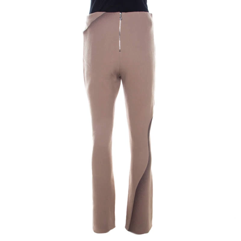 Marc Jacobs Brown Wool Crepe Wave Insert Fitted Pants S For Women 3 Marc Jacobs Brown Wool Crepe Wave Insert Fitted Pants S For Women - Image 3