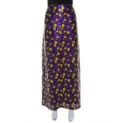 Marc Jacobs Purple Sequin Embellished Silk Maxi Skirt L For Women