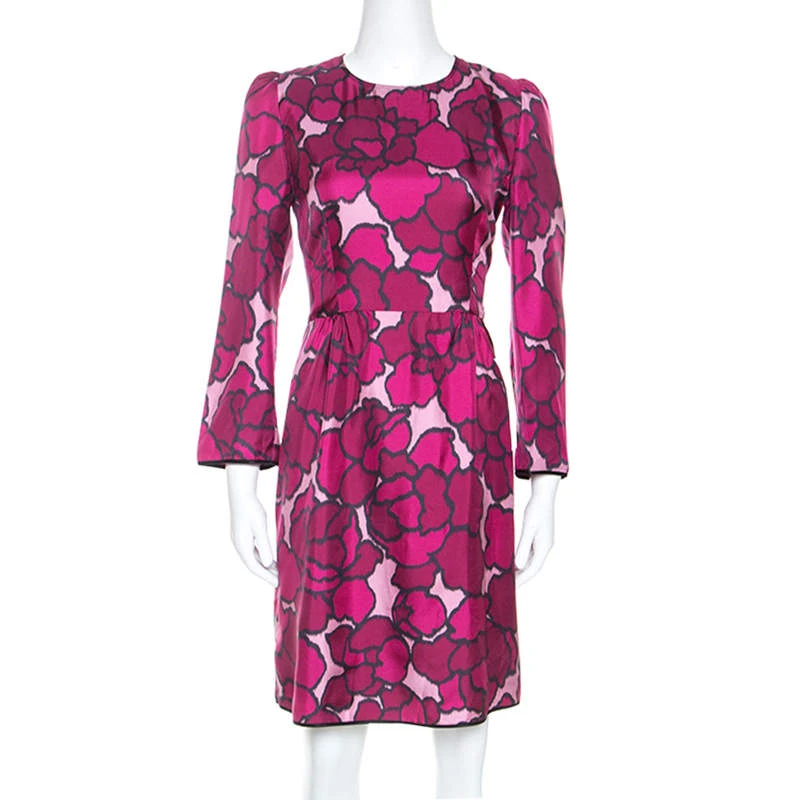 Marc Jacobs Marc Jacob Pink Floral Printed Silk Paneled Detail Midi Dress M For Women 1 Marc Jacobs Marc Jacob Pink Floral Printed Silk Paneled Detail Midi Dress M For Women