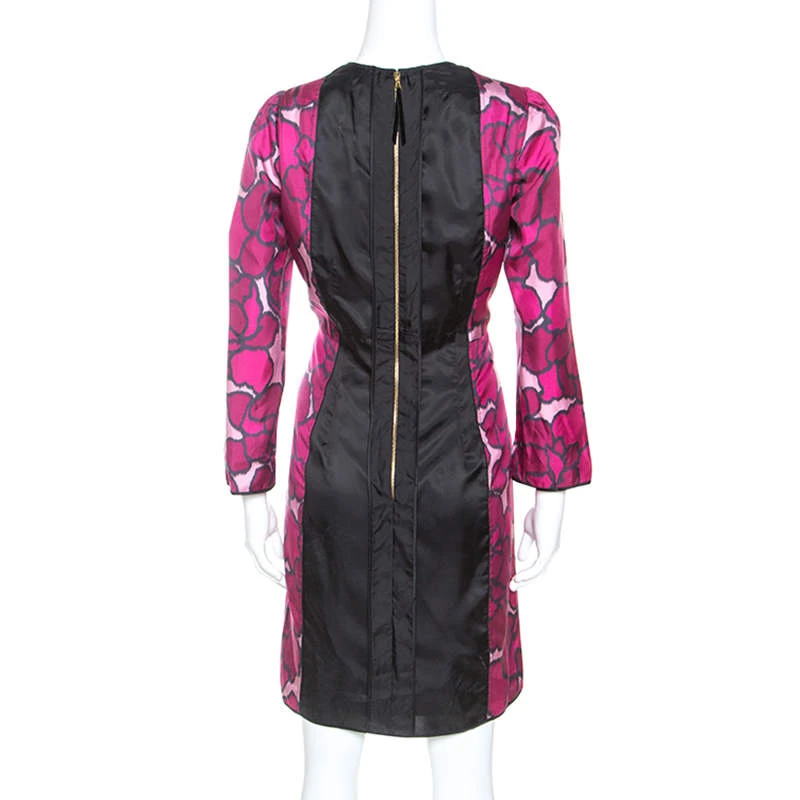 Marc Jacobs Marc Jacob Pink Floral Printed Silk Paneled Detail Midi Dress M For Women 3 Marc Jacobs Marc Jacob Pink Floral Printed Silk Paneled Detail Midi Dress M For Women - Image 3