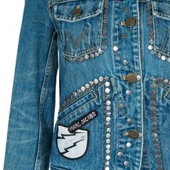 Marc Jacobs Studded Denim Jacket M For Women -Cheap Marc Jacobs Store luxury women marc jacobs used clothes p48272 006