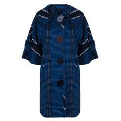 Marc Jacobs Blue Geometric Print Coat S For Women