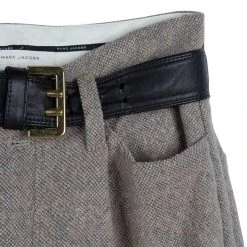 Marc Jacobs Grey Wool Wide Leg Belted Trousers M For Women -Cheap Marc Jacobs Store luxury women marc jacobs used clothes p63953 006