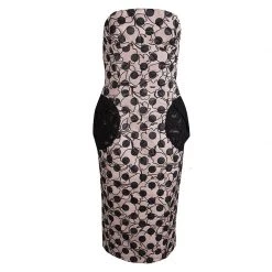 Marc Jacobs Pink Polka Dot Lace Pocket Detail Strapless Dress S For Women