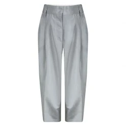 Marc Jacobs Grey Silk Wide Leg Ankle Length Trousers L For Women