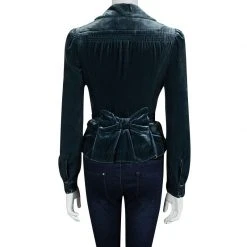 Marc Jacobs Blue Velvet Bow Detail Belted Blazer S For Women -Cheap Marc Jacobs Store luxury women marc jacobs used clothes p91051 003
