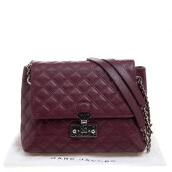 Marc Jacobs Burgundy Quilted Leather Baroque Shoulder Bag For Women -Cheap Marc Jacobs Store luxury women marc jacobs used handbags p102185 009