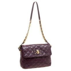 Marc Jacobs Burgundy Quilted Leather Shoulder Bag For Women -Cheap Marc Jacobs Store luxury women marc jacobs used handbags p115677 0003