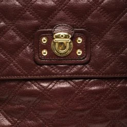 Marc Jacobs Burgundy Quilted Leather The XL Shoulder Bag For Women -Cheap Marc Jacobs Store luxury women marc jacobs used handbags p115685 0005