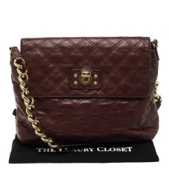 Marc Jacobs Burgundy Quilted Leather The XL Shoulder Bag For Women -Cheap Marc Jacobs Store luxury women marc jacobs used handbags p115685 0010