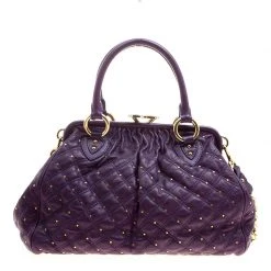 Marc Jacobs Purple Quilted Leather Studded Stam Shoulder Bag For Women -Cheap Marc Jacobs Store luxury women marc jacobs used handbags p125407 0004