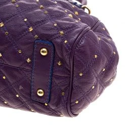 Marc Jacobs Purple Quilted Leather Studded Stam Shoulder Bag For Women -Cheap Marc Jacobs Store luxury women marc jacobs used handbags p125407 0011