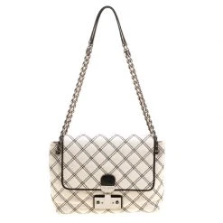Marc Jacobs Off White Quilted Leather Baroque Single Shoulder Bag For Women