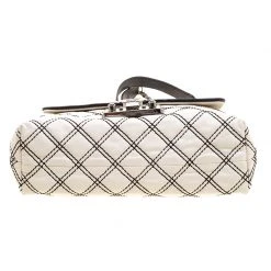 Marc Jacobs Off White Quilted Leather Baroque Single Shoulder Bag For Women -Cheap Marc Jacobs Store luxury women marc jacobs used handbags p127265 006