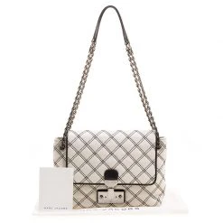 Marc Jacobs Off White Quilted Leather Baroque Single Shoulder Bag For Women -Cheap Marc Jacobs Store luxury women marc jacobs used handbags p127265 009