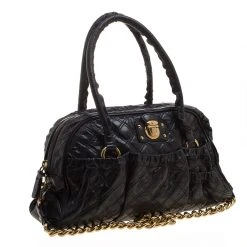 Marc Jacobs Black Quilted Leather Satchel For Women -Cheap Marc Jacobs Store luxury women marc jacobs used handbags p129197 0003