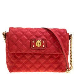 Marc Jacobs Red Quilted Leather Shoulder Bag For Women