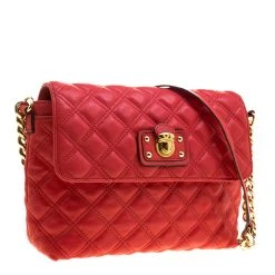 Marc Jacobs Red Quilted Leather Shoulder Bag For Women -Cheap Marc Jacobs Store luxury women marc jacobs used handbags p132596 003