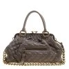 Marc Jacobs Dark Beige Quilted Leather Stam Shoulder Bag For Women