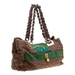 Marc Jacobs Brown Quilted Leather Chain Shoulder Bag For Women -Cheap Marc Jacobs Store luxury women marc jacobs used handbags p134657 0003