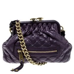 Marc Jacobs Purple Leather Mini Stam Shoulder Bag For Women