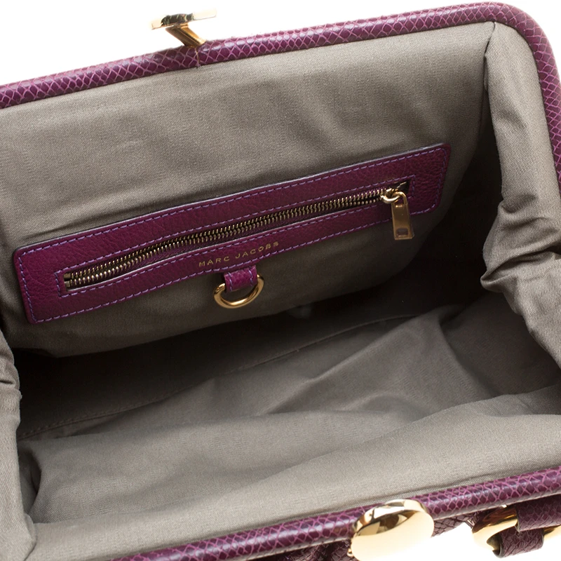 Marc Jacobs Purple Quilted Snake Embossed Leather Snake Skin Trim Stam Shoulder Bag For Women 7 Marc Jacobs Purple Quilted Snake Embossed Leather Snake Skin Trim Stam Shoulder Bag For Women - Image 7